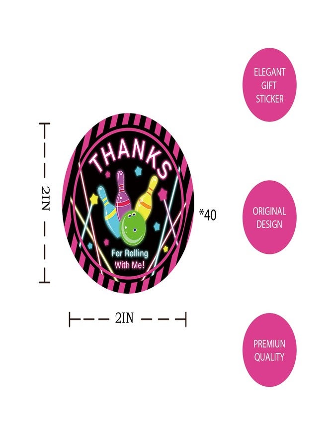 FORSHEEP 40pcs Bowling Party Thank You Stickers, Bowling Ball Round Stickers, Rolling with Me Gift Labels for Ball Game Birthday/Sport Themed Party Favors - Image 2